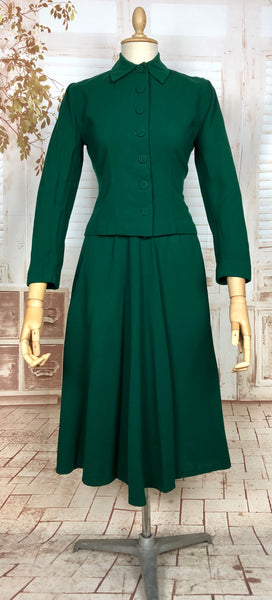 Stunning Original Late 1940s Vintage Forest Green New Look Suit