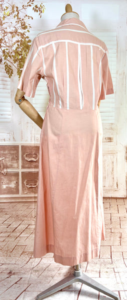 Pale Pink Striped Volup 1940s Day Dress by Westover Wearables
