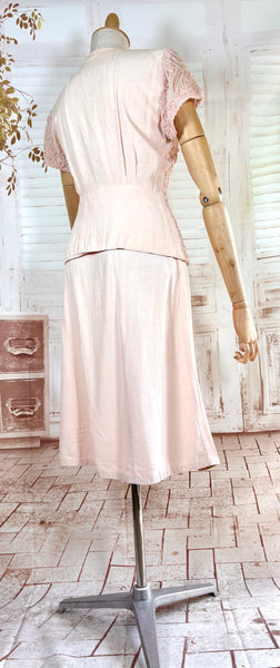 Exquisite Pale Pink Late 1930s / Early 1940s Summer Suit With Soutache Details