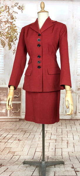 Stunning Original 1940s Vintage Deep Rust Red Skirt Suit