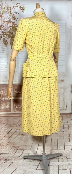 Beautiful Yellow Rayon Faille 1940s Summer Suit