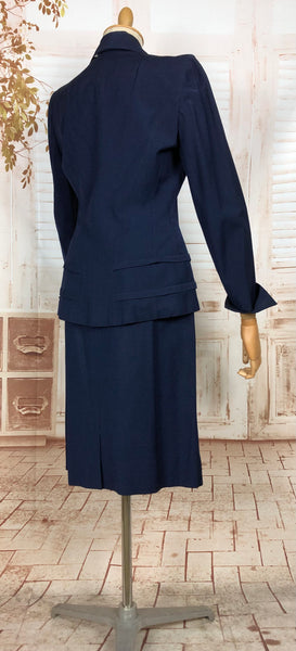 Beautiful Navy Blue Double Breasted 1940s Suit With Tiered Waist