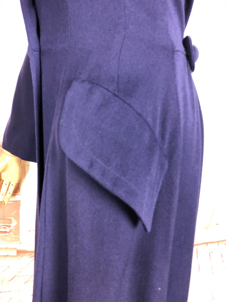 Super Rare 1940s Purple Gabardine Belt Back Princess Coat