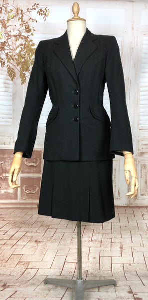 Stunning Original 1940s Vintage Black CC41 Utility Label Skirt Suit