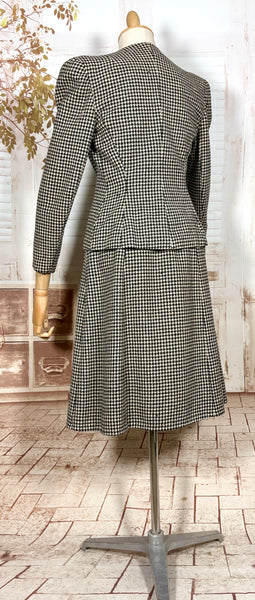 Super Structured 1940s Black And White Houndstooth Suit