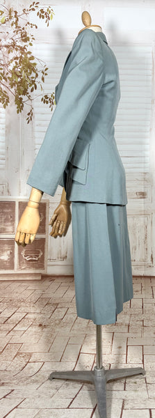 Exceptional Duck Egg Blue Tiered 1940s Suit