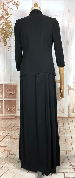 Amazing 1930s Long Line Skirt Suit With Fuchsia Pink Beaded Accents