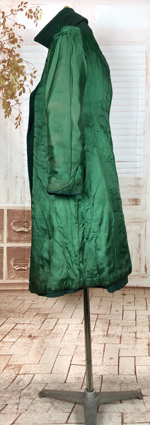 Stunning Forest Green Original 1940s Belted Princess Coat