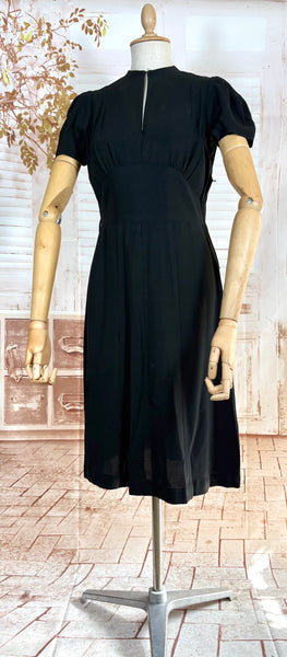 Exquisite 1930s Black Crepe Dress And Redingote Coat With Gold Filigree Buckle