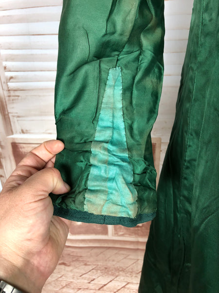 Stunning Forest Green Original 1940s Belted Princess Coat