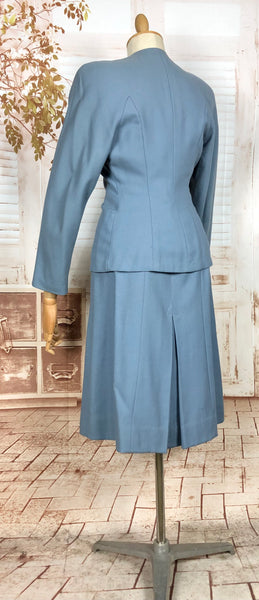 Stunning Periwinkle Blue 1940s Suit With Rouleau Waist Tie
