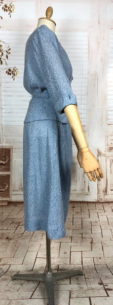 Wonderful Late 1940s Sky Blue Belted Skirt Suit