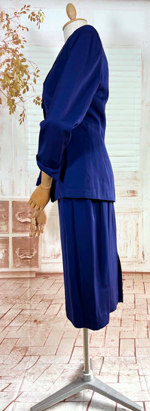 Exquisite Royal Blue 1940s Gabardine Suit With Western Stitching Detail