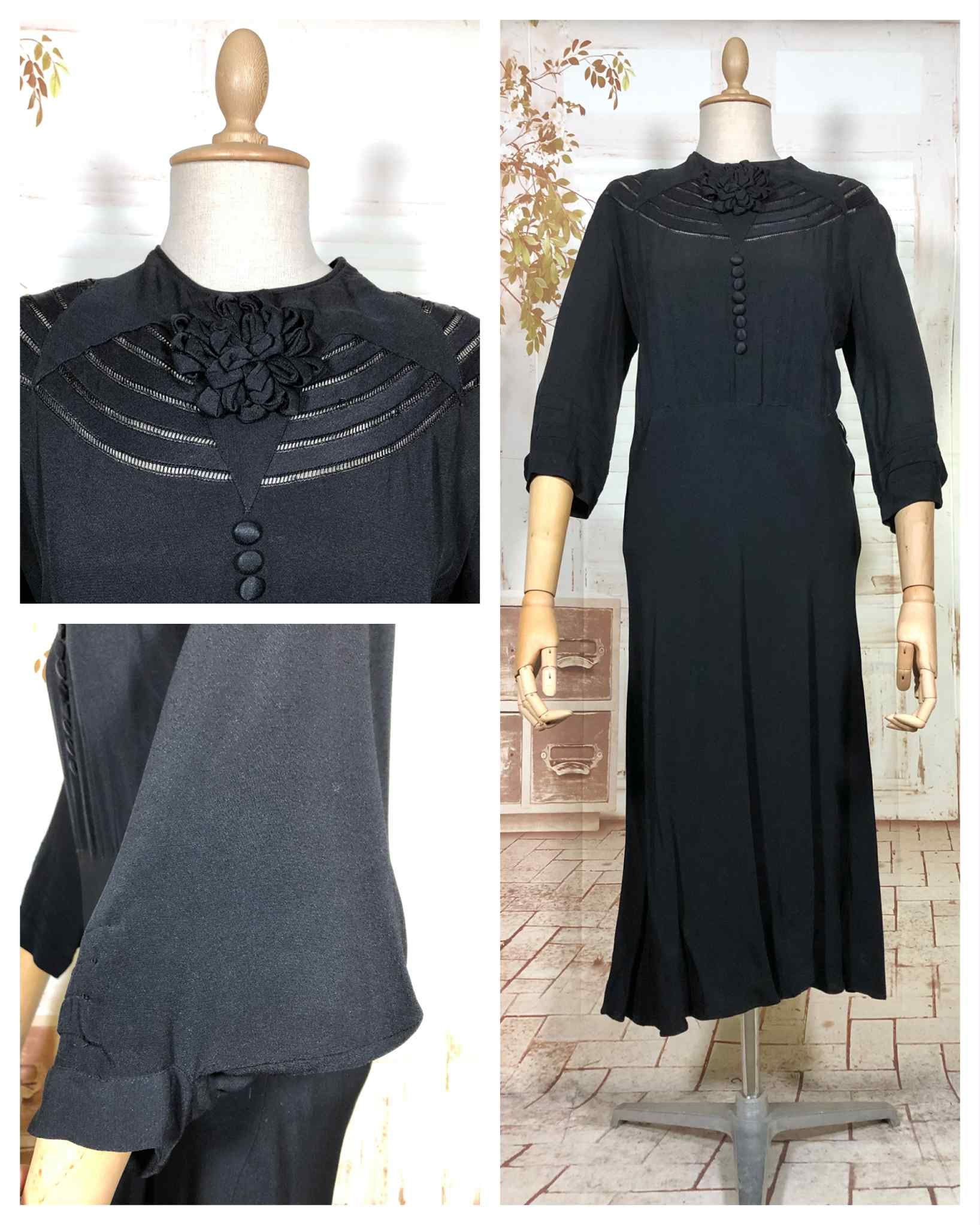 Incredible Avant Garde 1930s Black Evening Dress With Statement Sleeves