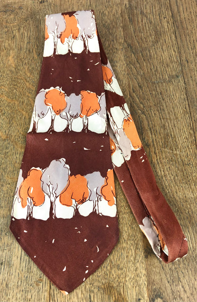 1940s Brown, Orange & Lilac Grey Novelty American Rayon Swing Tie – Cohama De Luxe