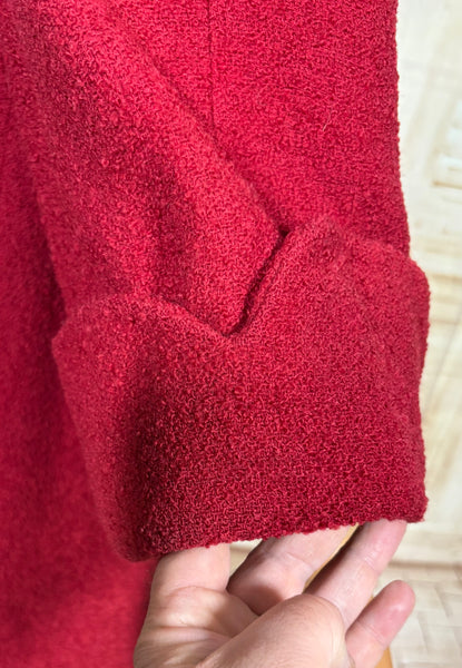 Lipstick Red Late 1940s / Early 1950s Volup Swing Coat By Rothmoor