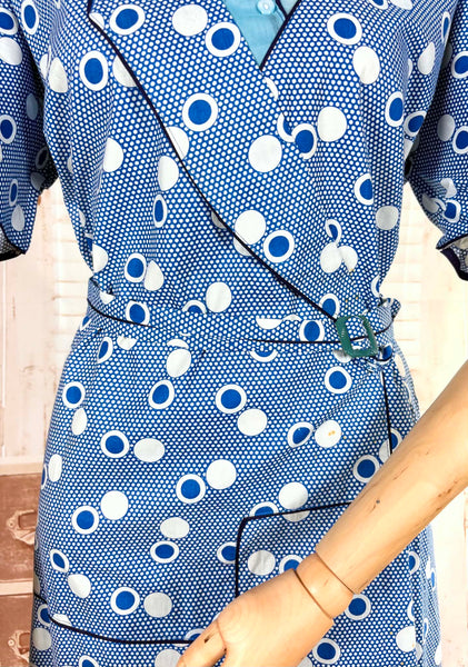 Rare Volup 1930s Blue And White Spotted Day Dress