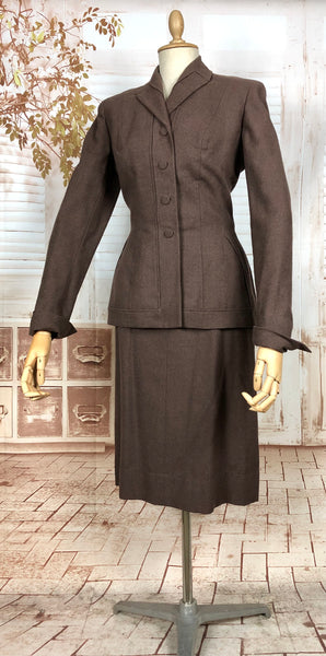 Gorgeous Milk Chocolate Brown 1940s Skirt Suit - Made in California