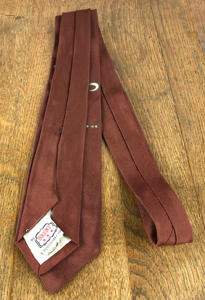 1940s/1950s Brown Rayon Swing Tie with Fishing Line & Hook Novelty Print – Brent, Montgomery Ward