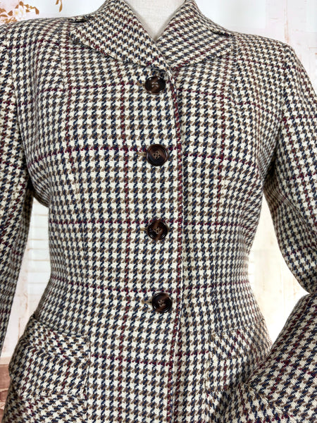1940s Peck & Peck Houndstooth Scottish Wool Skirt Suit