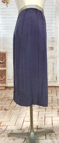 Amazing Blue Striped Rayon Faille 1940s Suit Volup Capable