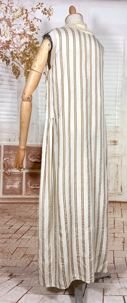 Amazing Cream and Brown Striped Silk 1920s Day Dress