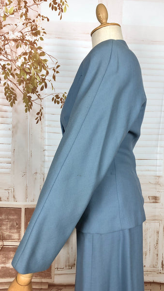 Stunning Periwinkle Blue 1940s Suit With Rouleau Waist Tie