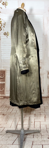 Classic Double Breasted Black 1940s Coat With Cinched Belt Back