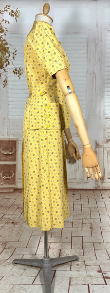 Beautiful Yellow Rayon Faille 1940s Summer Suit