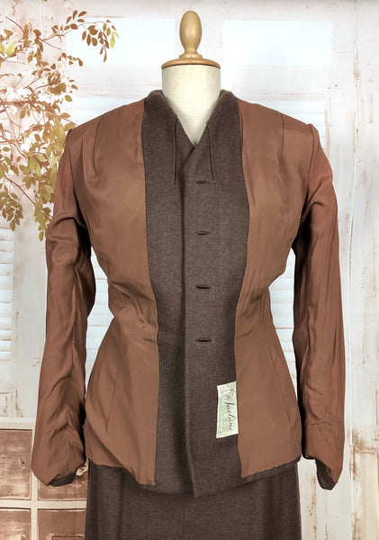 Gorgeous Milk Chocolate Brown 1940s Skirt Suit - Made in California