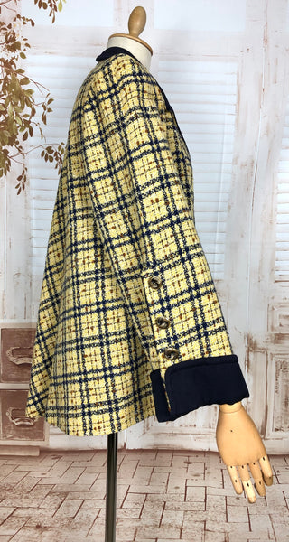 LAYAWAY PAYMENT 3 OF 3 - RESERVED FOR KELLY - Amazing Original 1940s Volup Mustard Yellow Plaid Swing Coat