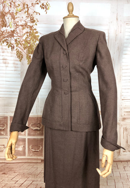 Gorgeous Milk Chocolate Brown 1940s Skirt Suit - Made in California