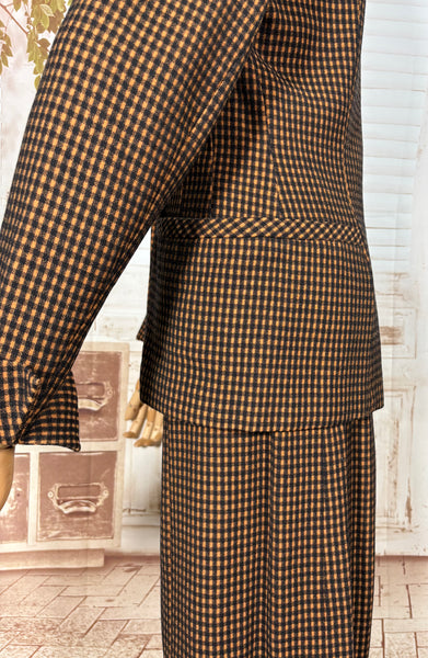 1940s Pumpkin Orange Check Skirt Suit – Tailored Hourglass Silhouette