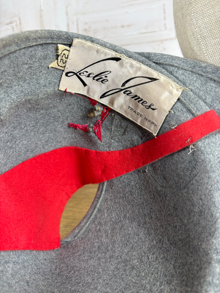 Unusual 1930s Grey And Red Felt Pixie Hat