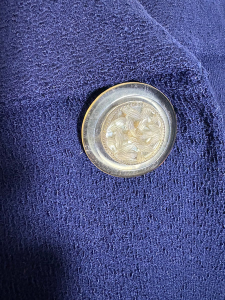 Stunning 1940s Navy Blue Boucle Swing Coat