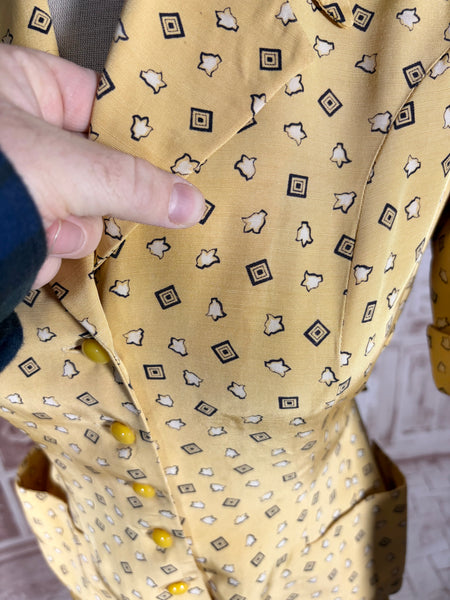 Beautiful Yellow Rayon Faille 1940s Summer Suit