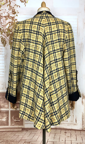 LAYAWAY PAYMENT 3 OF 3 - RESERVED FOR KELLY - Amazing Original 1940s Volup Mustard Yellow Plaid Swing Coat