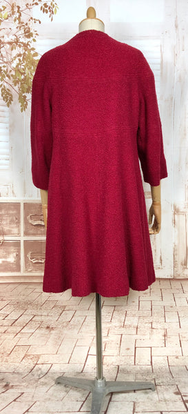 Fabulous Late 1940s / Early 1950s Red Collarless Boucle Coat