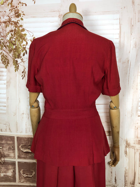 Exceptionally Rare Original 1940s Red Pant Suit By Hobbies Sportwear