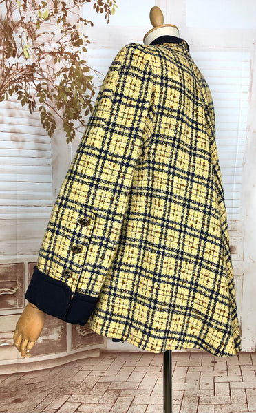 LAYAWAY PAYMENT 3 OF 3 - RESERVED FOR KELLY - Amazing Original 1940s Volup Mustard Yellow Plaid Swing Coat