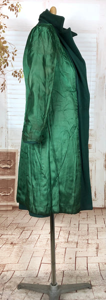 Stunning Forest Green Original 1940s Belted Princess Coat