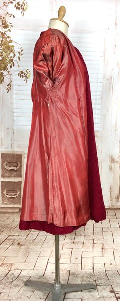 Fabulous Late 1940s / Early 1950s Red Collarless Boucle Coat