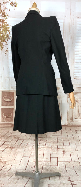 Stunning Original 1940s Vintage Black CC41 Utility Label Skirt Suit