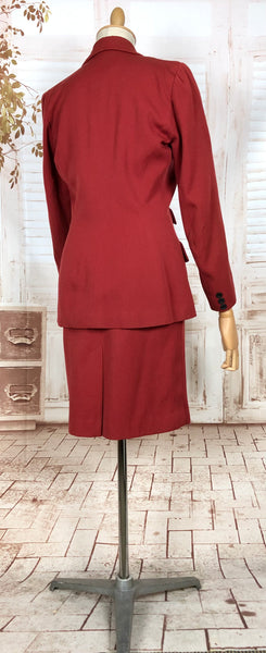 Stunning Original 1940s Vintage Deep Rust Red Skirt Suit