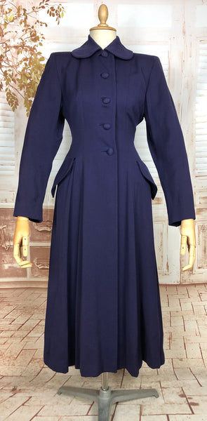 Super Rare 1940s Purple Gabardine Belt Back Princess Coat