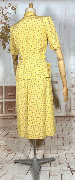 Beautiful Yellow Rayon Faille 1940s Summer Suit