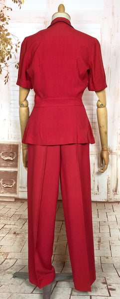 Exceptionally Rare Original 1940s Red Pant Suit By Hobbies Sportwear