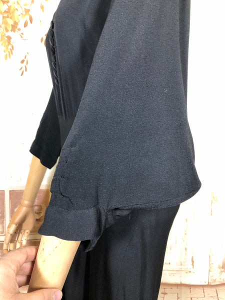 Incredible Avant Garde 1930s Black Evening Dress With Statement Sleeves