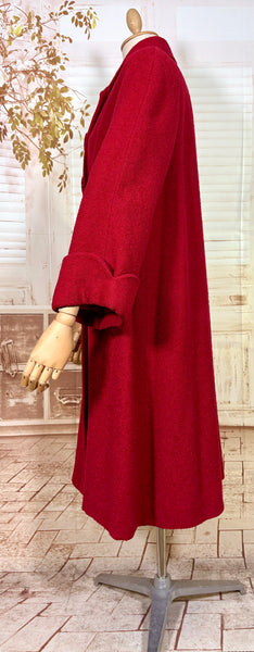 Lipstick Red Late 1940s / Early 1950s Volup Swing Coat By Rothmoor