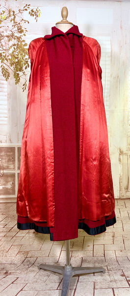 Lipstick Red Late 1940s / Early 1950s Volup Swing Coat By Rothmoor